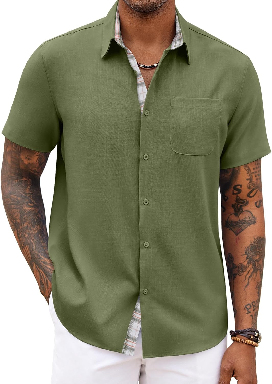 Short Sleeve Casual Summer Beach Vacation Wedding Shirt with Pocket