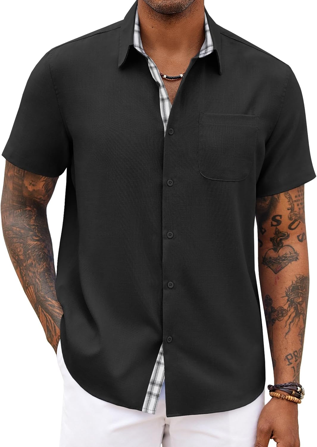 Short Sleeve Casual Summer Beach Vacation Wedding Shirt with Pocket
