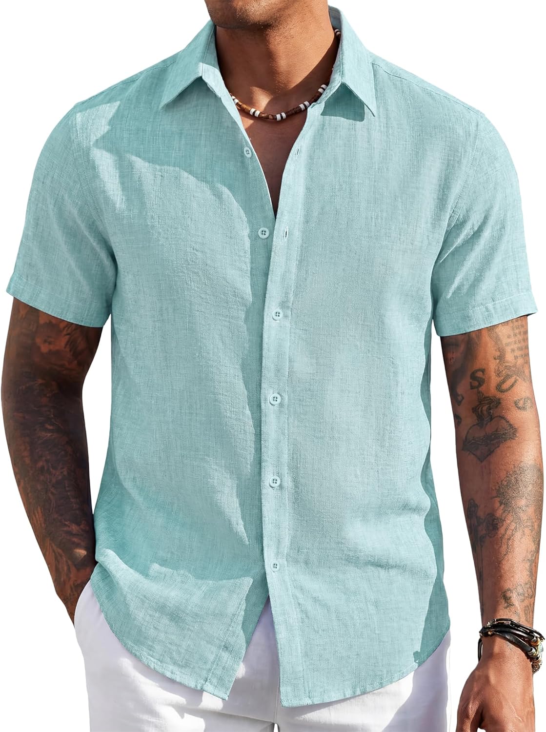 Men's Short Sleeve Button Down Shirt Casual Summer Beach Wedding Vacation Shirts