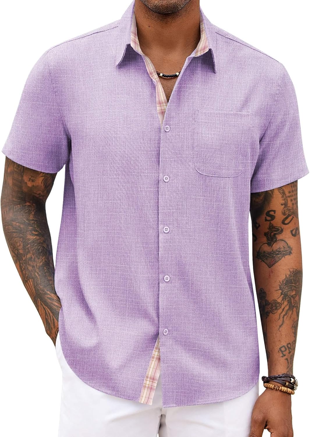 Short Sleeve Casual Summer Beach Vacation Wedding Shirt with Pocket